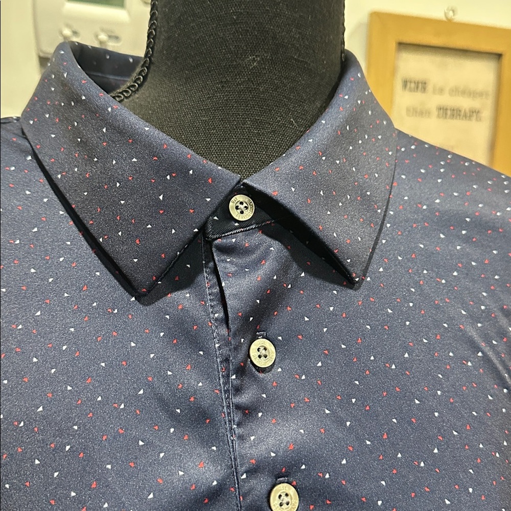 Roundtree & Yorke Navy Polka Dot Polo Shirt